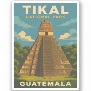 Retro Vintage Travel Tikal National Park Guatemala