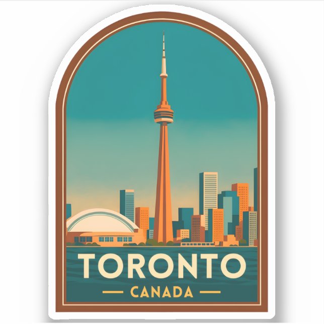 Retro Vintage Travel Toronto Canada Skyline Scenic (Front)