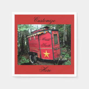 retro vintage travel trailer design on any colour napkin