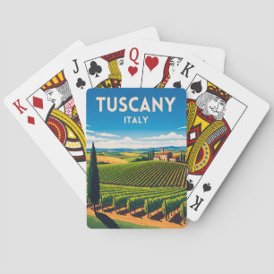 Retro Vintage Travel Tuscany Italy Vineyard  Playing Cards