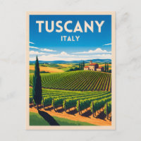 Retro Vintage Travel Tuscany Italy Vineyard 