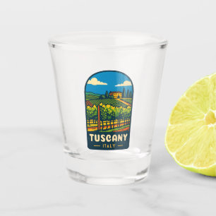 Retro Vintage Travel Tuscany Italy Vineyard  Shot Glass