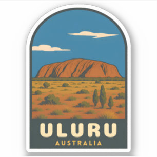 Retro Vintage Travel Uluru Australia Landscape