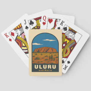 Retro Vintage Travel Uluru Australia Landscape Playing Cards