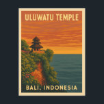 Retro Vintage Travel Uluwatu Temple Bali Seaside Postcard<br><div class="desc">Capture the magic of Bali with this vintage travel-inspired postcard featuring the iconic Uluwatu Temple. With classic retro tones and bold,  vintage style,  this piece is perfect for wanderers,  beach lovers,  and Bali dreamers.</div>