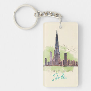 retro vintage travel vacation Dubai Emirates Key Ring