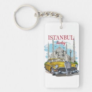 retro vintage travel vacation Istanbul Turkey Key Ring