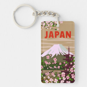 retro vintage travel vacation souvenir Japan fuji Key Ring