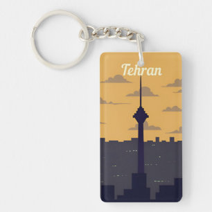 retro vintage travel vacation Tehran Iran Key Ring