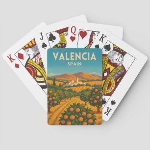 Retro Vintage Travel Valencia Spain Orange Farm Playing Cards