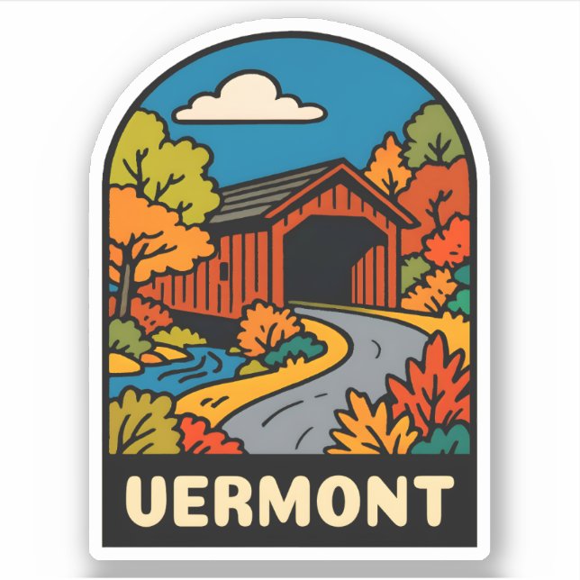 Retro Vintage Travel Vermont Landscape Scenic (Front)