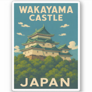 Retro Vintage Travel Wakayama Castle Japan