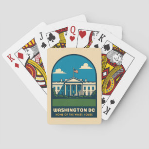 Retro Vintage Travel White House Washington DC Playing Cards