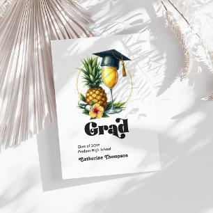 Retro Vintage Tropical Graduation Photo Announcement