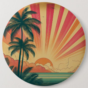 Retro/vintage tropical/Hawaiian sunset  6 Cm Round Badge