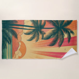 Retro/vintage tropical/Hawaiian sunset Beach Towel