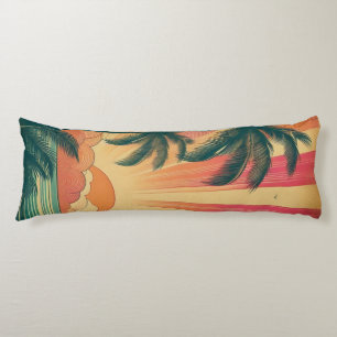 Retro/vintage tropical/Hawaiian sunset  Body Cushion