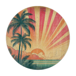 Retro/vintage tropical/Hawaiian sunset  Cutting Board