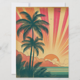 Retro/vintage tropical/Hawaiian sunset Holiday Card