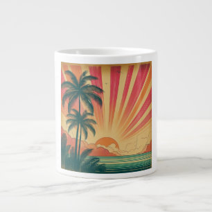 Retro/vintage tropical/Hawaiian sunset  Large Coffee Mug
