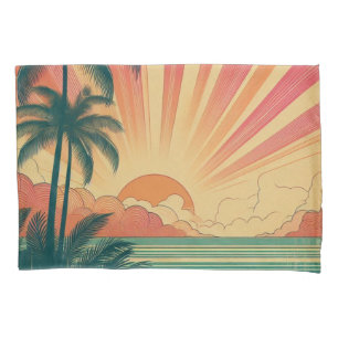 Retro/vintage tropical/Hawaiian sunset  Pillowcase