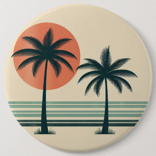 Retro/vintage tropical palms tree 6 cm round badge