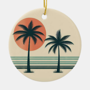 Retro/vintage tropical palms tree ceramic tree decoration