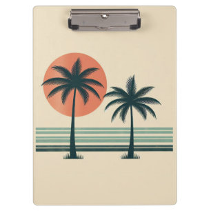 Retro/vintage tropical palms tree clipboard