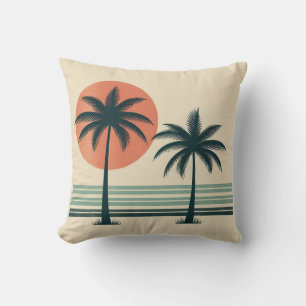 Retro/vintage tropical palms tree cushion