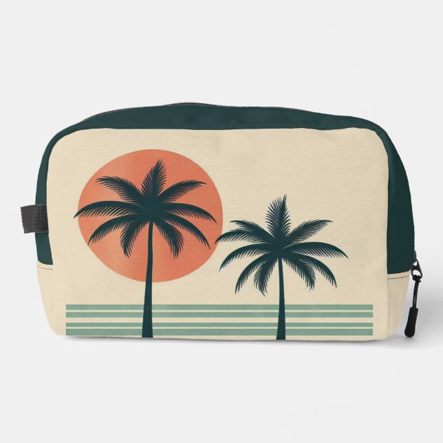 Retro/vintage tropical palms tree dopp kit (Front)