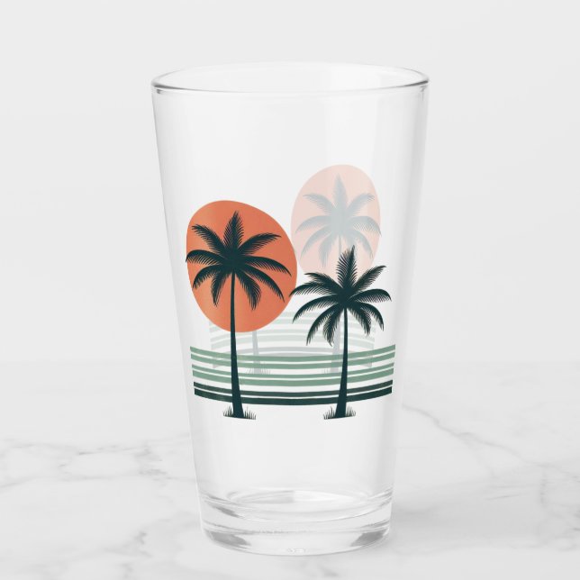 Retro/vintage tropical palms tree glass (Front)