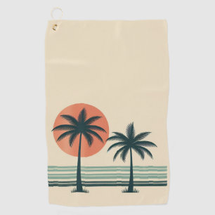 Retro/vintage tropical palms tree golf towel