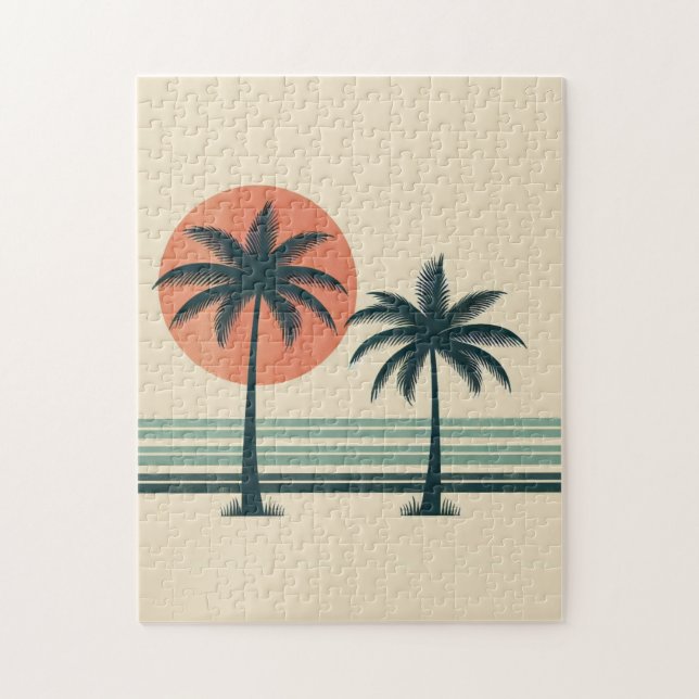 Retro/vintage tropical palms tree jigsaw puzzle (Vertical)