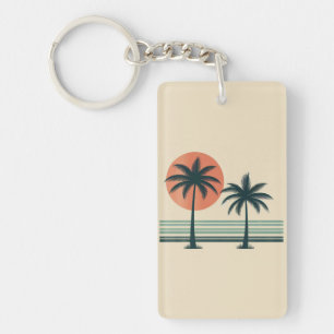 Retro/vintage tropical palms tree key ring