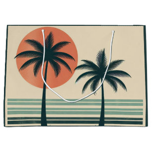Retro/vintage tropical palms tree large gift bag