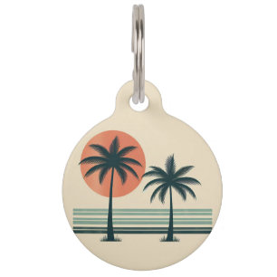 Retro/vintage tropical palms tree pet tag