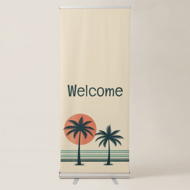 Retro/vintage tropical palms tree retractable banner (Front)