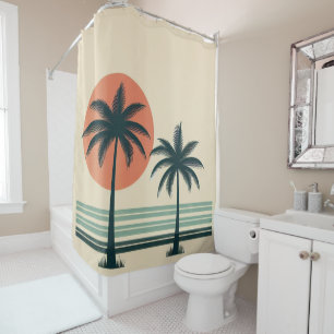 Retro/vintage tropical palms tree shower curtain