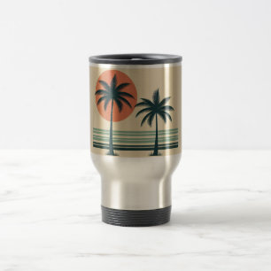 Retro/vintage tropical palms tree travel mug