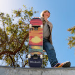 Retro Vintage Tropical Sunset Custom Name Skateboard<br><div class="desc">Retro Vintage Tropical Sunset Custom Name skateboard</div>