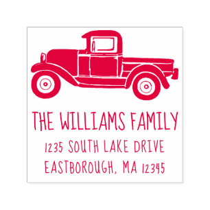Retro Vintage Truck Family Custom Return Address Self-inking Stamp