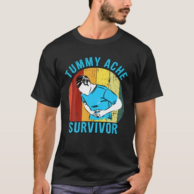 Retro Vintage Tummy Ache Survivor T-Shirt (Front)