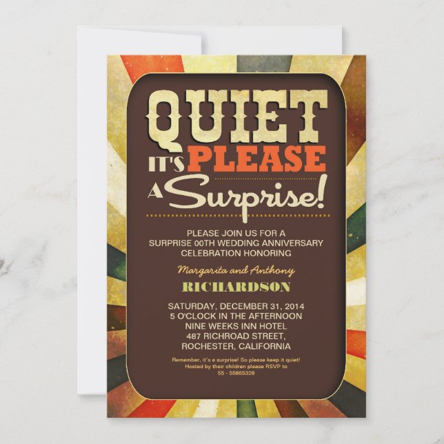 retro vintage typography style anniversary invites (Front)