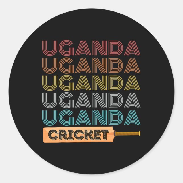 Retro Vintage Uganda Cricket  Classic Round Sticker (Front)