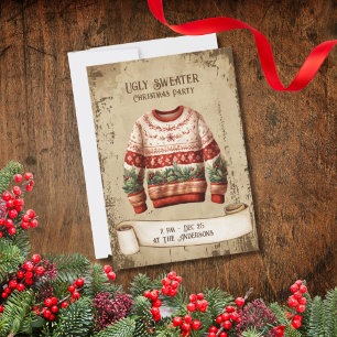 Retro Vintage Ugly Sweater Christmas Party Invitation