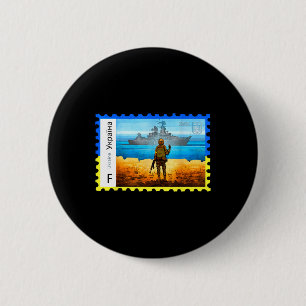 Retro Vintage Ukraine Postage Stamp Flag Pride 6 Cm Round Badge