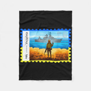 Retro Vintage Ukraine Postage Stamp Flag Pride Fleece Blanket