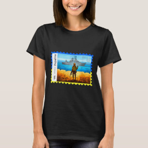 Retro Vintage Ukraine Postage Stamp Flag Pride T-Shirt