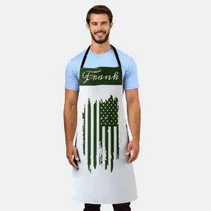 Retro Vintage USA Distressed American Flag BBQ Apron