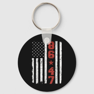 Retro Vintage Usa Flag 86 47 Anti Trump  Key Ring